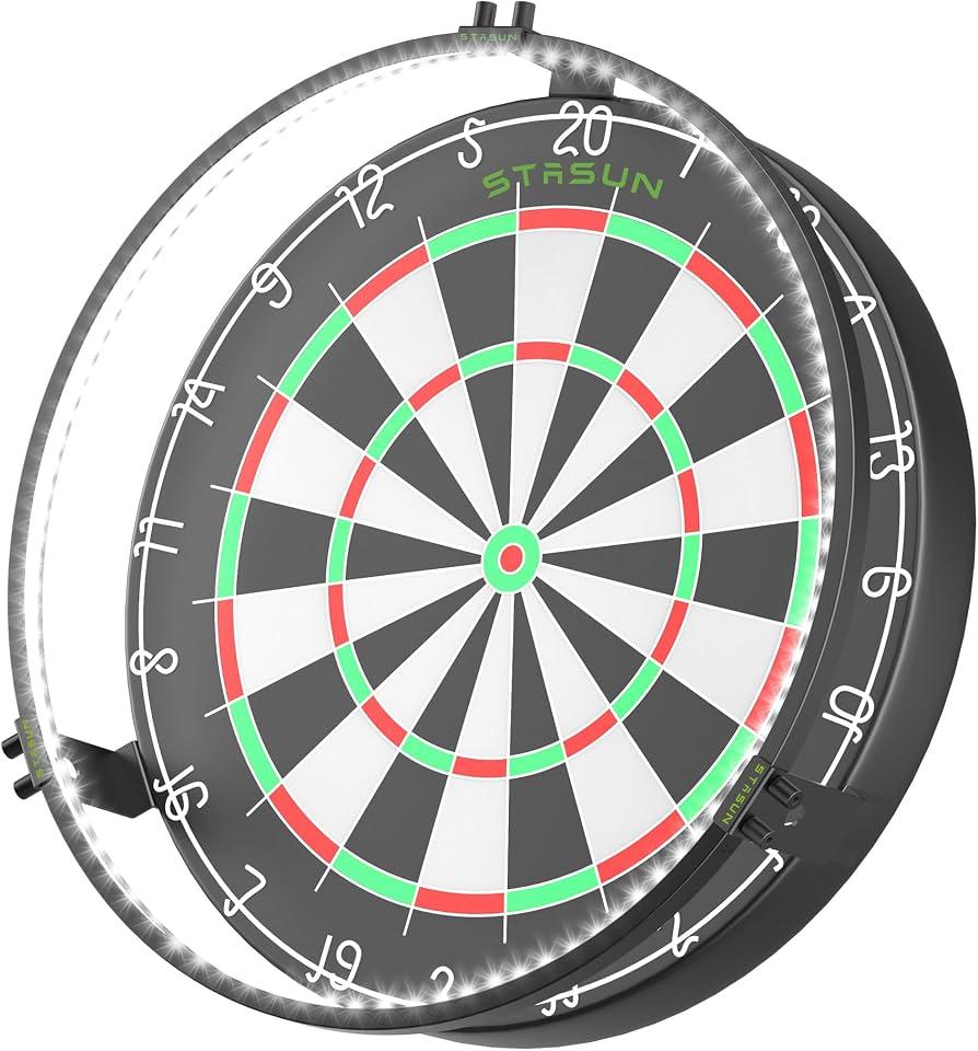 STASUN 360° Dartboard Light,White LED Darts Lighting,Dimmable Dart Board Surround Ring Lighting System,12W 6500K Magnetic Darts Light and Accessories for the Whole Board