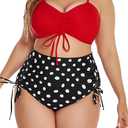 AI'MAGE Plus Size Swimsuit for Women Bikini Set Tummy Control Swimsuit Two Piece High Waist Swimwear (XXL)