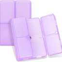 FYY Daily Pill Organizer, 7 Compartments Portable Pill Case Travel Pill Organizer,[Folding Design] Pill Box for Purse Pocket to Hold Vitamins,Cod Liver Oil,Supplements and Medication-Clear Purple