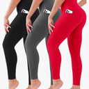 3 Pack Leggings for Women High Waisted No See-Through Tummy Control Soft Yoga Pants Womens Workout Athletic Running Leggings L/XL