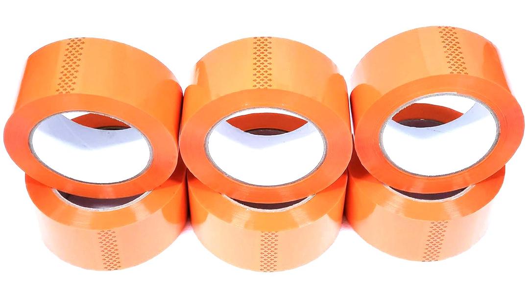 Orange Carton Sealing Tape, Packing Tape, Moving Tape, 2 Inch x 110 Yards, 2.0 Mil Thick, (6 Rolls) Heavy Duty