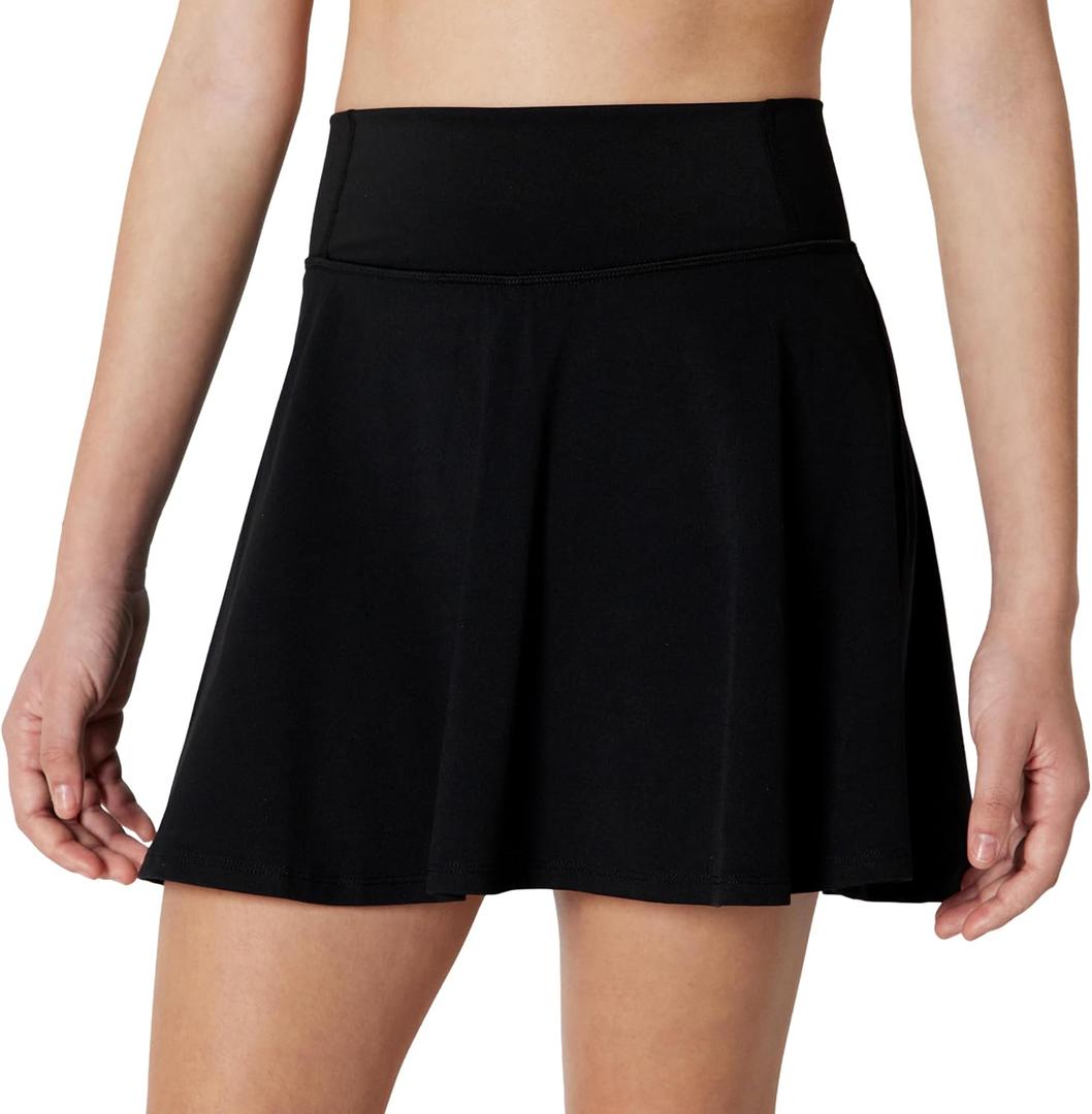 Amazon Essentials Girl's Active FormFlex Buttery Soft Athletic Golf Tennis Skort with Built-in Shorts (Black) X-Small