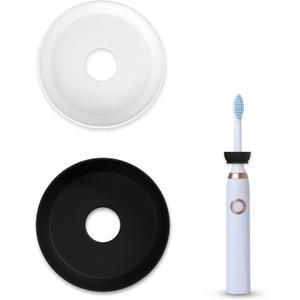 2 x The Drip Dodger Electric Toothbrush Drip Guard (Pack of 2)  Adjustable Silicone Ring to Keep Charging Base Clean  Fits Oral-B, Sonicare & More  Dishwasher-Safe - Stops Paste & Water Mess (1 Black, 1 White)