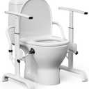 Toilet Safety Rails for Seniors, 350lbs Heavy Duty Toilet Safety Frame & Grab Bars, Triple Stability with 2 Suction Cups & Rear Bar, Adjustable Height & Width Toilet Rail