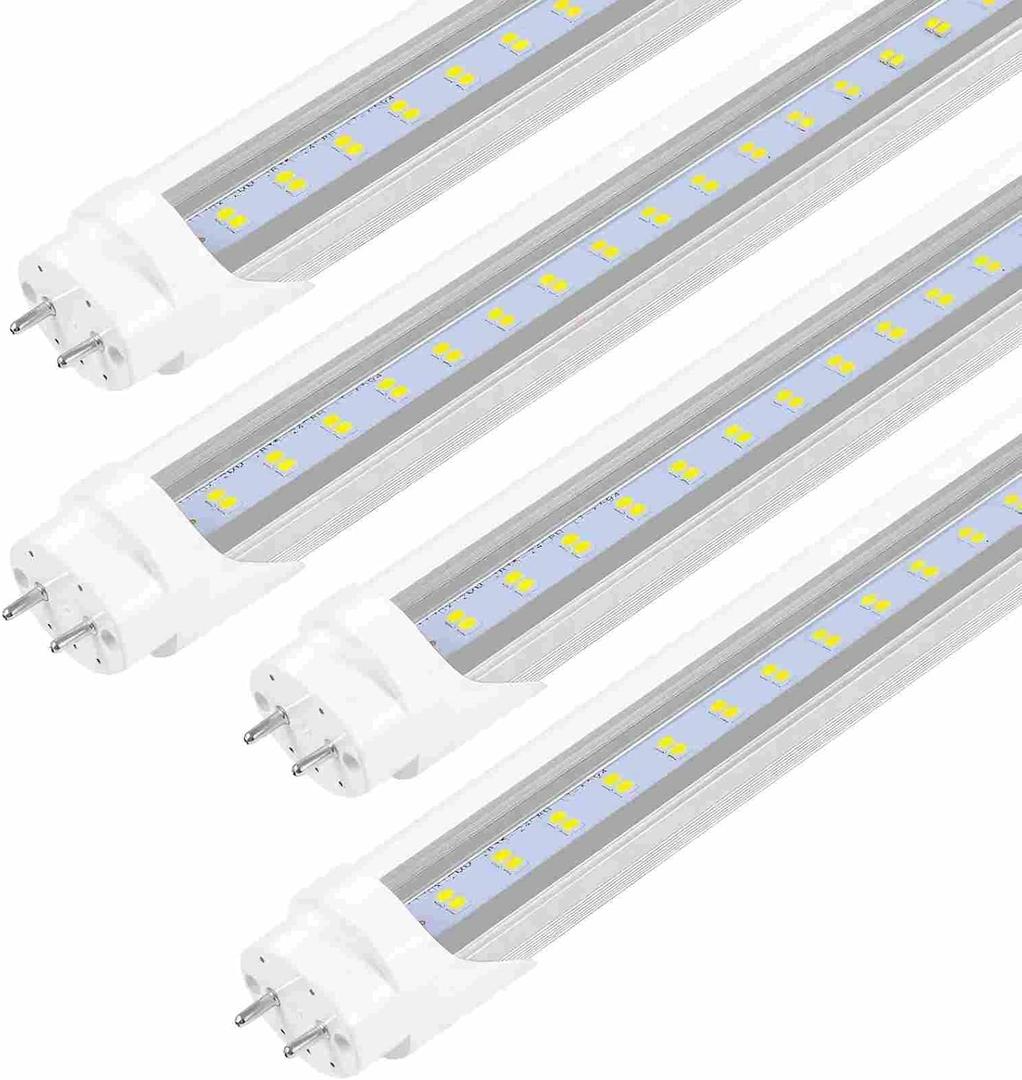 Fluorescent Light Bulbs 48 inch T8 LED Bulbs 4 Foot Type A+B,24W 3200LM 6500K Clear Cover Super Bright, Single and Double End Powered,T8 T10 Fluorescent Bulbs Replacement