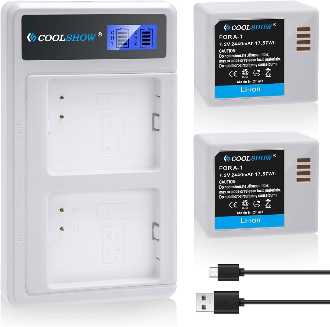 COOLSHOW Rechargeable Battery Replacement 2 Pack for Arlo Pro,Arlo Pro 2 (VMA4400) and LCD Dual Arlo Battery Charger Compatible with Arlo Pro,Arlo Pro 2,Arlo Go and Arlo Security Light Battery