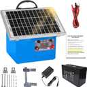 20 Miles Solar Electric Fence Charger,Auto-Adjusting Electric Output Voltage,0.5 Joule Electric Fence Energizer with 7.5W Solar Panel/7Ah Battery,for Livestock,Cattle,Raccoon, Deer,Goat.
