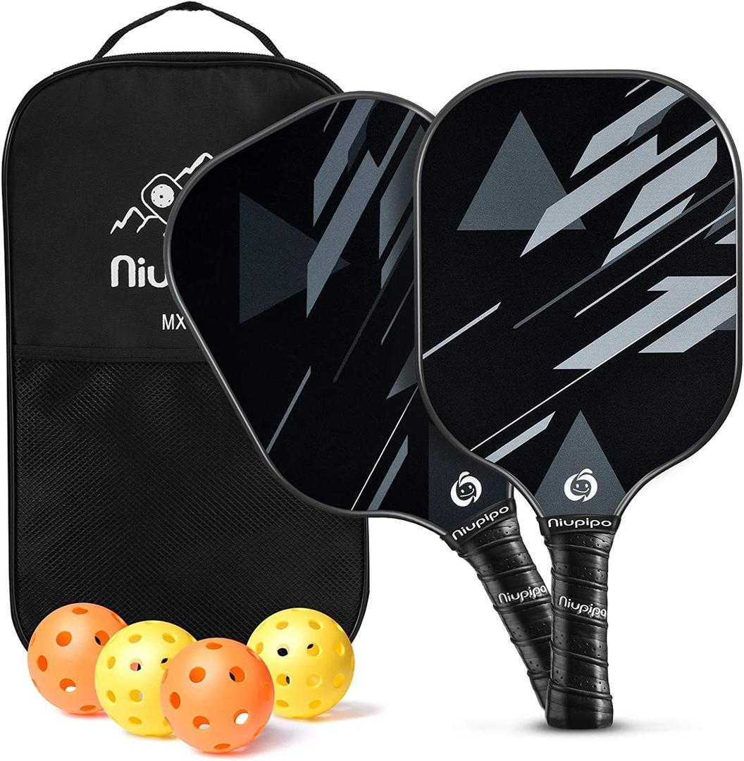 niupipo Pickleball Paddles Set of 2/4, USAPA Approved Lightweight Pickleball Rackets, Durable Fiberglass Surface with Polypropylene Honeycomb Core, Cushion Grip and Carry Bag