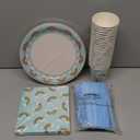 Blue Panda 144 PCS Rainbow Party Disposable Dinnerware Set - Plate, Cups, Napkins