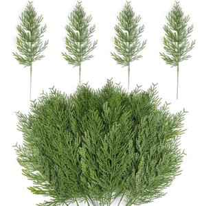 Hananona Artificial Pine Branches,40 Pcs Christmas Faux Cedar Stems, Artificial Faux Cedar Branches, Fake Christmas Greenery Pine Picks for Wreath Craft DIY Home Kitchen Decorations (40, Green)