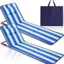 Karenhi 2 Pack Adjustable Beach Lounge Mats with Backrest 5-Position Folding Tanning Chair Lightweight Portable Outdoor Chaise 330.7lbs for Patio Camping Pool Garden(Stripes), 59.84 x 19.29 inches
