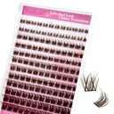 FADLASH Lash Clusters Brown Natural Eyelash Clusters DIY D Curl Cluster Eyelash Extensions with Soft Thin Band Reusable Individual Lashes for Self Use (R028, 8-16mm)