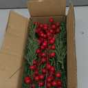 Dapclca 50 Pcs Christmas Artificial Pine Branches with Red Berry Stems, 10.5" Faux Evergreen Norfolk Pine Cypress Leaves Stems- Fake Foliage Pine Needles Picks for DIY Craft Garland Home Dcor