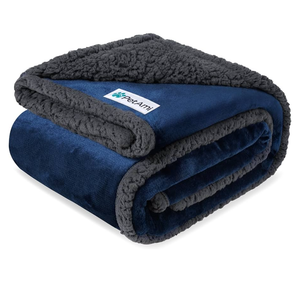 PetAmi Waterproof Dog Blanket for Medium Large XL Dog Puppy Cat Throw for Couch Cover Leakproof Protection, Sherpa Fleece, Reversible Soft Washable 80x60 Navy Gray