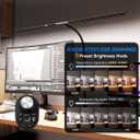 LED Desk Lamp, 30" Continuous Light Bar, Remote, Clamp & Base, Dimmable