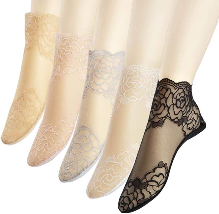 Lace Ankle Socks For Women - 5Pairs ruffle socks women - Fishnet Ankle Women Socks (Colorful)