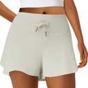 Leapstride Athletic Shorts for Women Flowy Tennis 2-in-1 Running High Waist Shorts- with Pockets Butterfly Workout Gym Casual, L