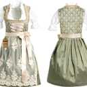 Dirndl Dresses Women Traditional German Oktoberfest Costumes Women - Authentic Dirndl (XX-Large, Green Gold)