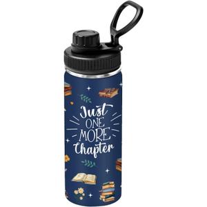 Book 18oz Water Bottle Stainless Steel Tumbler, Reusable Leak proof Anti Slip Boot Mug, Christmas Birthday Gift for Women Book Lovers