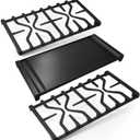 WB31X24738 Cast Iron Griddle & WB31X27151 Stove Grates Replacement for GE Gas Stove JGBS66REKSS, JGB700SEJ4SS, JGSS66SEL1SS, JGSS66SEL3SS, Griddle Plate Side Burner Grate Cooktop for GE Range Parts.