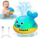 Baby Bath Toys, Light Up Whale Sprinkler Bath Toys for Kids Ages 1-3, Pool Water Toys for Toddlers Bathtub Fountain Toys, Birthday Gifts for 1 2 3 Year Old Boys & Girls