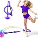 Ankle Skip Ball for Kids, Foldable Colorful Light Flash Wheel Skip Ball for Adults, Indoor Outdoor Game Toys for Kids, Gift for Girls, Boys Ages 5 6 7 8 9 10 11 12 Years Old - Purple