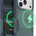 OtterBox iPhone 17 Pro (Only) Commuter Series Case Built-in MagSafe Thin, Dual-Layer, Pocket-Friendly, Port Cover Saltwater Breeze (Sage/Blue)