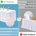 PARTISKY 6 Pack White Tablecloths for Rectangle Tables 6ft, Wrinkle Resistant White Table Cover Fitted Stretch Table Cloth with Pleated Ruffle Skirts for Party Banquet Dining Birthday Wedding, 72" x 30"