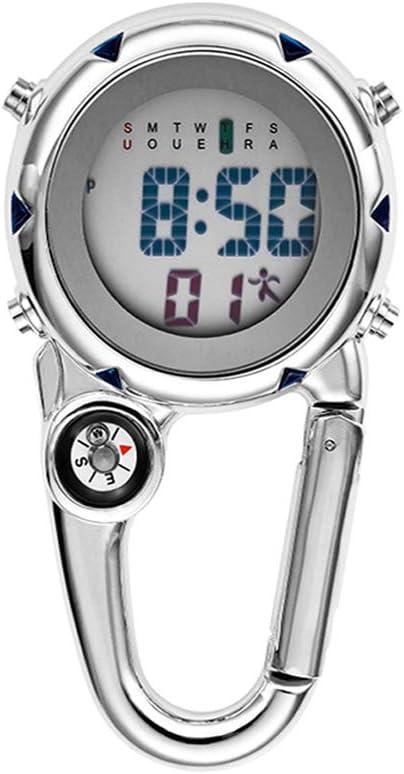 Clip on Digital Carabiner Watch Backpack Fob Belt Waterproof and Shockproof Pocket Clip-on Quartz Watch with Alarm Clock Date Week for Outdoor Sports (White) Clip on Digital Carabiner Watch Backpack Fob Belt Waterproof and Shockproof Pocket Clip-on Quartz Watch with Alarm Clock Date Week for Outdoor Sports (White)