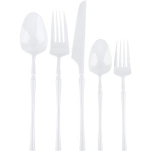 Blue Sky Infinity White Plastic Dinner Forks, 384 Count Bulk Disposable Cutlery for Weddings, Parties, Catering & Events