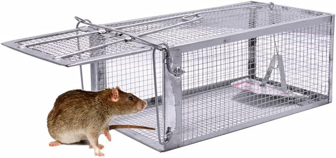 JGRZF Quality Rat Trap, Humane Live Animal Mouse Cage Traps, Catch and Release Mice, Rats,Chipmunk, Pests, Rodents and Similar Sized Pests for Indoor and Outdoor, 10.6 X 5.63 X 4.33 Inches, One-Door