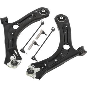 6pcs Front Lower Control Arms Sway Bars Tie Rods Kit Compatible with Passat Beetle 2012-2017 FWD w/Ball Joints Left Right Suspension kit MS70180 MS70181 K80478 ES80666 ES80667