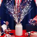 Giegxin 16 Pack Red White and Blue Artificial Flowers 17 Inches 4th of July Glitter Sticks Floral Picks Fourth of July Tree Decorations Stem Branches Ornaments for Vase Independence Day Decor