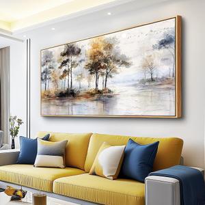 Wapluam Large Canvas Wall Art,Forest Framed Wall Art,Abstract Wall Art Artwork Retro Landscape Trees Pictures Decor Rustic Nature Canvas Painting Ready To Hang Living Room Bedroom Home Office 60"X30"