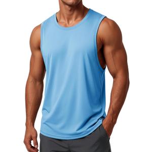 MAGCOMSEN Men's Tank Tops Sleeveless Workout Gym Shirts Dry Fit Muscle Cut Off Athletic Swim Summer Tee Shirt (L)