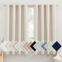 NICETOWN 100% Absolutely Blackout Linen Curtains with Thermal Insulated White Liner, Beige, 52" Wide by 48" Long, 2 Pieces, Anti-Rust Grommet Natural Burlap Fabric Window Drapes for Bedroom/Kids Room