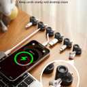 7 x 6 Pack Magnetic Cable Clips, Smooth Adjustable Cell Phone Cord Holder with Shoe-Shaped, String Light Clips for Home, Office, Wall, Nightstand, Birthday Banner, Colorful Lights-Black