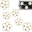 Frienda 6 Pcs Daisy Flower Air Vent Clip Accessories Air Conditioning Outlet Clip Car Air Freshener Dashboard Accessories Charm Car Inter Decor(3 cm, 3.3 cm,White)