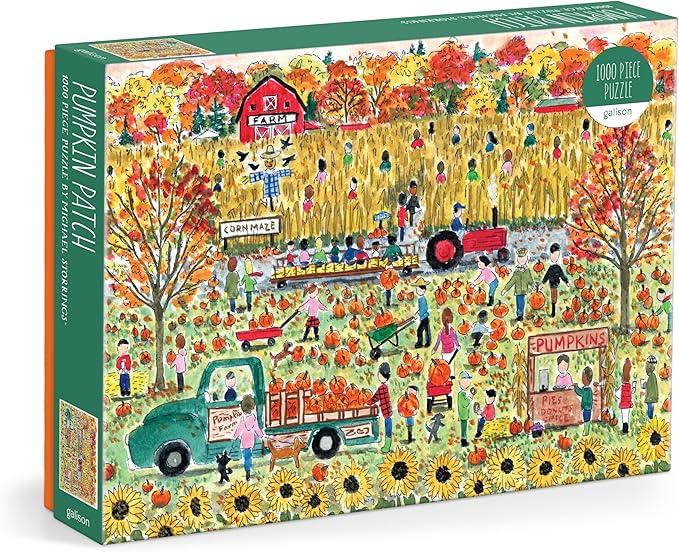 Galison Pumpkin Patch â€“ 1000 Piece Michael Storrings Jigsaw Puzzle Featuring Beautiful Artwork of A Pumpkin Patch During A Fall Day