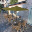 California Umbrella 12-Year Protection 9-Ft Outdoor Patio Umbrella, Sunbrella Fade-Resistant Acrylic Fabric, Auto Tilt and Crank, Heavy-Duty Aluminum Frame/ Reinforced Ribs, Bronze Pole, Spectrum Cilantro