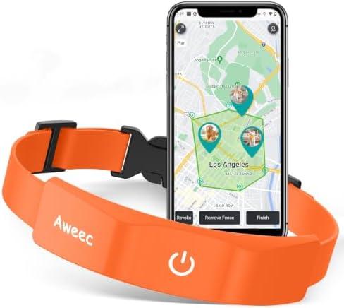 GPS Portable Dog Fence with Free App, Electric Fence System with Training Collar, Wireless Fence for Outdoor Use, Rechargeable Waterproof Flexiable Collar, Adjustable for Large Medium Dogs (Orange)