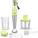 Immersion Hand Blender, UTALENT 5-in-1 8-Speed Stick Blender with 500ml Food Grinder, BPA-Free, 600ml Container,Milk Frother,Egg Whisk,Puree Infant Food, Smoothies, Sauces and Soups - Green