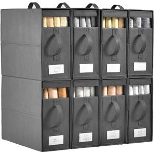 Large Bed Sheet Organizers and Storage,8 Pack Linen Closet Organizers and Storage, Foldable Bedding Storage for Bedsheets (Grey)