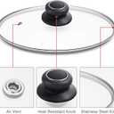 10.5 Inch Glass Lid for Frying Pan, Fry Pan, Skillet, Pan Lid, Fits Pot, Cast Iron Skillets 10.5", Clear