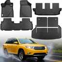 Car Floor Mats for Toyota Highlander: 2008-2013 Accessories (Non Hybrid), Backrest Mats, Cargo Liner, Front 2nd 3rd Row Floor Mats All Weather TPE for Highlander 2013 2012 2011 2010 2009 2008 Full Set