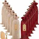Homum 12Pcs Premium Burlap Wine Bags and 12Pcs Gift Tags, Reusable Wine Bottle Gift Bags with Drawstrings for Wedding, Birthday, Blind Tastings, Christmas, Travel,Party, Storage