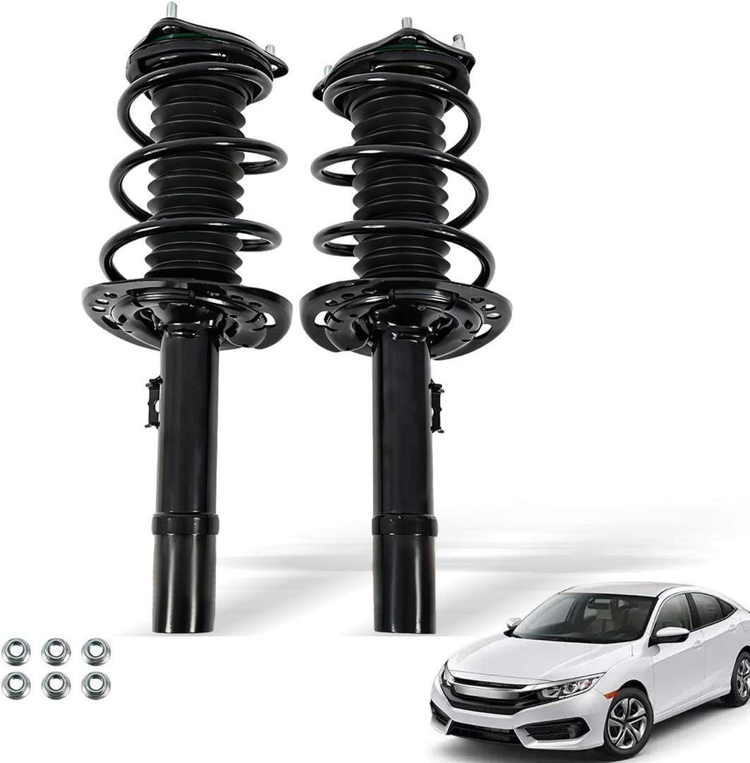 Front Pair Complete Strut-Coil Spring Assemblies Compatible with Civic 2016 2017 2018 2019 2020 2021, 1 Piece