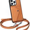 LUCKYCOIN for iPhone 14 Pro Max Case for Women,Crossbody Wallet Phone Case with Expandable Flip Card Holder,Genuine Leather Phone Purse with Strap,Compatible with iPhone 14 Pro Max 6.7" 2024 Brown