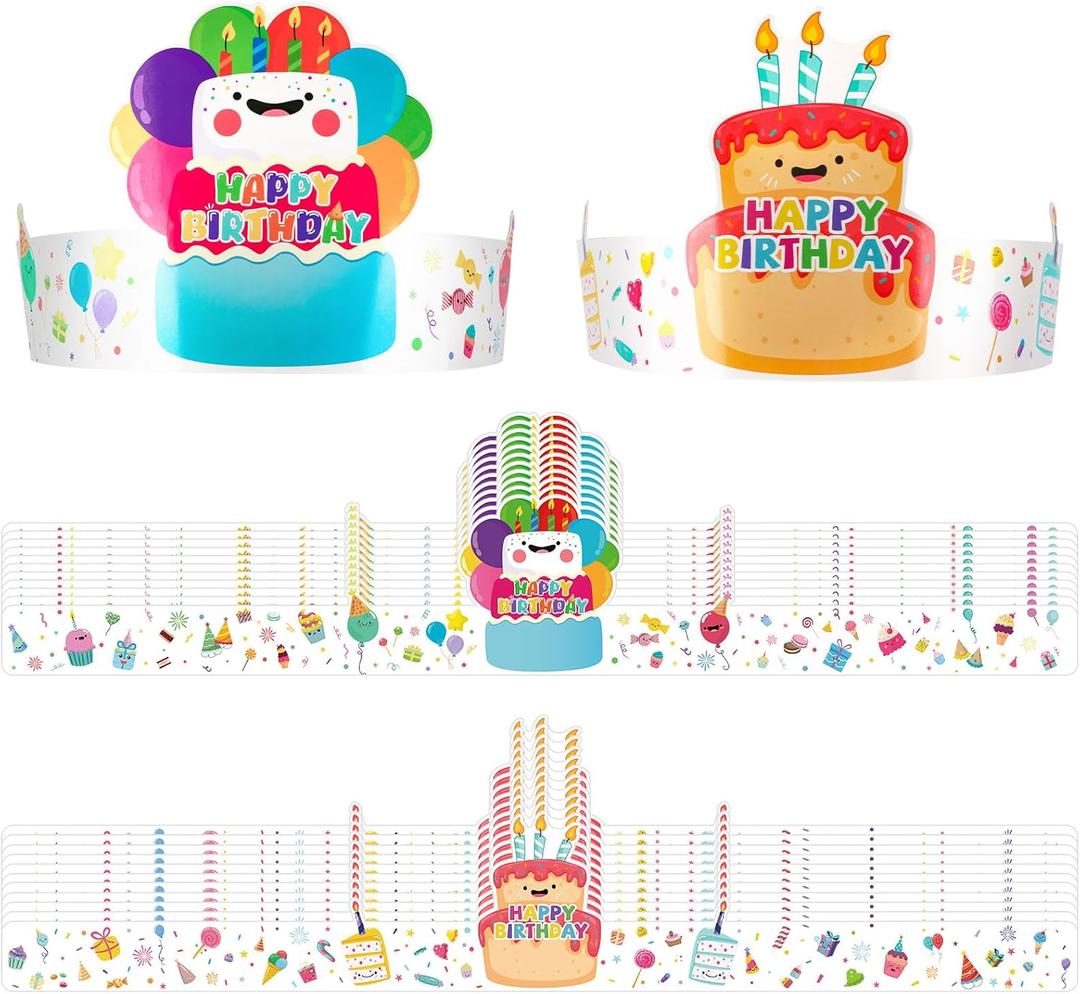 30 Pack Birthday Crowns for Kids Classroom, Paper DIY Crowns Hats for School Classroom Birthday Party Supplies