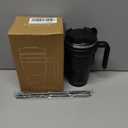 ALOUFEA 20 oz Insulated Coffee Mug Tumbler with Handle, Stainless Steel Travel Mug Tumbler with Lid and Straw,Double Wall Vacuum Leak Proof Ice Coffee Thermal Cup, Black